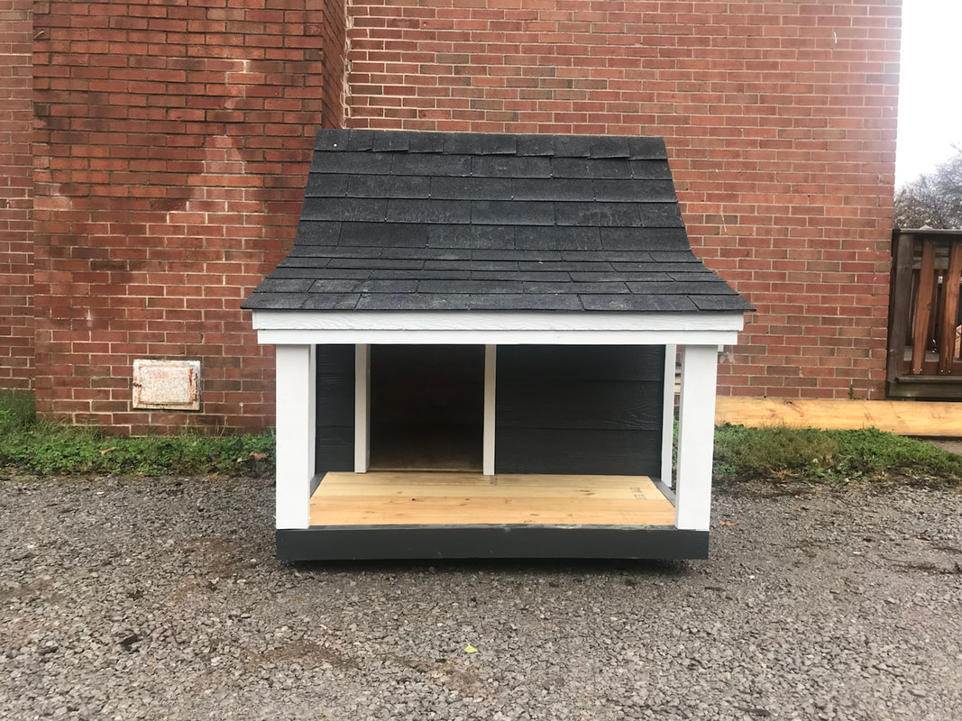 Large Doghouse W Porch On Side Black Orig 